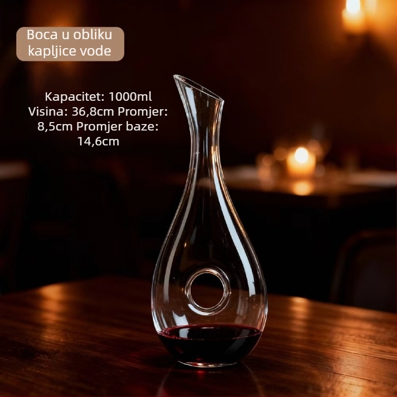 Krištalni karaf za crveno vino s izljevom, kapacitet 1000 ml, za kućnu upotrebu i luksuzne restorane.