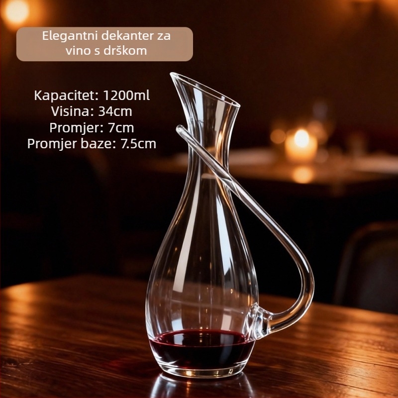 Krištalni karaf za crveno vino s izljevom, kapacitet 1000 ml, za kućnu upotrebu i luksuzne restorane.