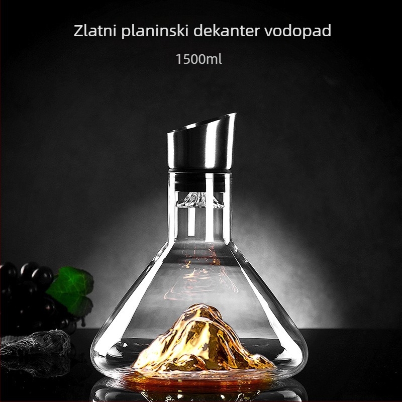 Dekanter za vino s poklopcem, vodopadnog stila, staklo bez olova