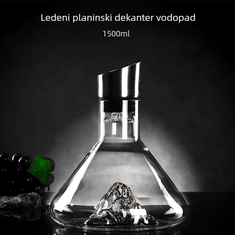 Dekanter za vino s poklopcem, vodopadnog stila, staklo bez olova