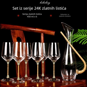 LUTIANNENG bez olova kristalno ručno izrađeno čaša za vino sa zlatnom folijom, kućna upotreba, vrhunska kvaliteta, s velikim trbuhom i visokim stalkom