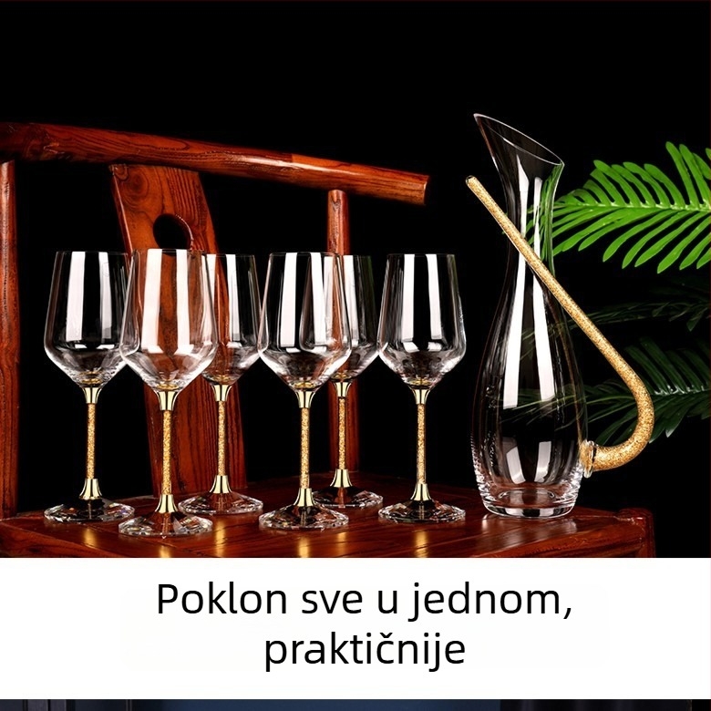 LUTIANNENG bez olova kristalno ručno izrađeno čaša za vino sa zlatnom folijom, kućna upotreba, vrhunska kvaliteta, s velikim trbuhom i visokim stalkom