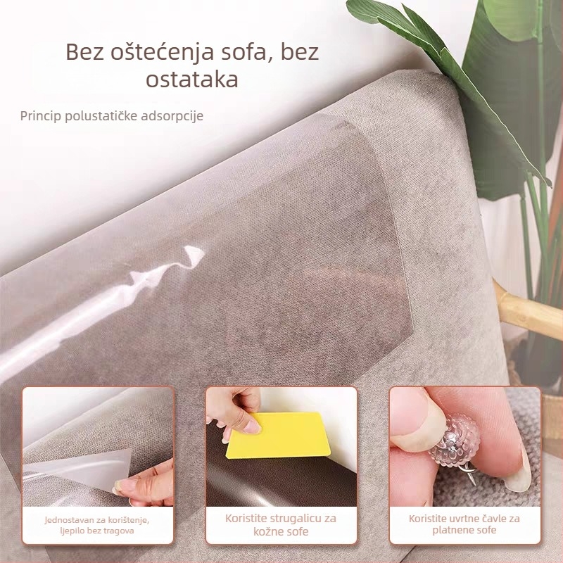 Prozirna zaštitna traka za rub kauča protiv ogrebotina od mačaka, PVC materijal