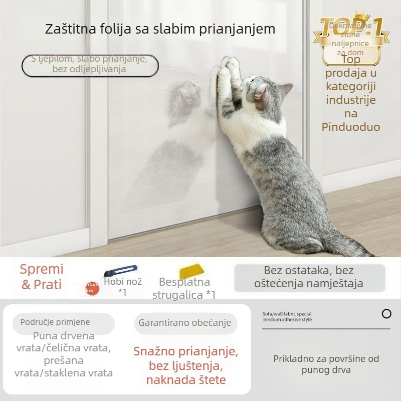 Prozirna zaštitna traka za rub kauča protiv ogrebotina od mačaka, PVC materijal