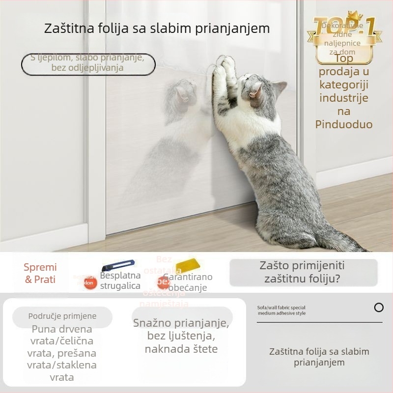 Prozirna zaštitna traka za rub kauča protiv ogrebotina od mačaka, PVC materijal