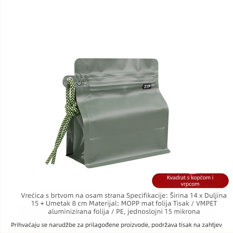 Intention 100 g vrećica zrna kave s osamostranim zatvaranjem, plastično-aluminijska folija vrećica, samostojeća vrećica za pakiranje hrane i čaja