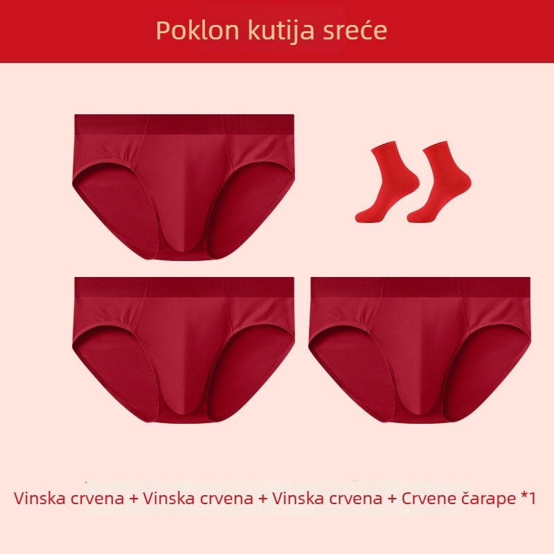 Muške gaćice od modalnog materijala, crvene boje, prozračne i udobne, s temom Zodijaka godine