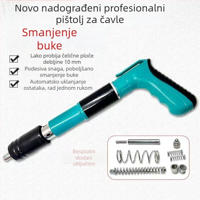 Novi model tihe pištolje za čavlje za montažu stropa, nosač kabelskog kanala, pneumatska pištolj za vješanje, električarski pištolj za čavlje