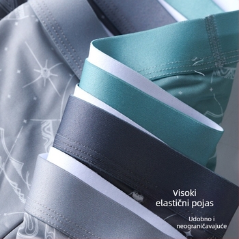Muške ljetne bokserice od ice silk materijala, prozračne i tanke, s srednjim pojasom, uzorkom romba i pejzažnim motivom