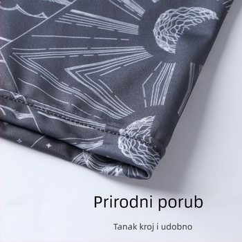 Muške ljetne bokserice od ice silk materijala, prozračne i tanke, s srednjim pojasom, uzorkom romba i pejzažnim motivom