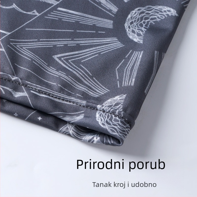 Muške ljetne bokserice od ice silk materijala, prozračne i tanke, s srednjim pojasom, uzorkom romba i pejzažnim motivom
