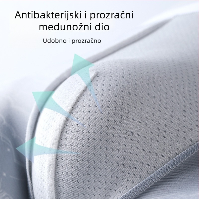 Muške ljetne bokserice od ice silk materijala, prozračne i tanke, s srednjim pojasom, uzorkom romba i pejzažnim motivom
