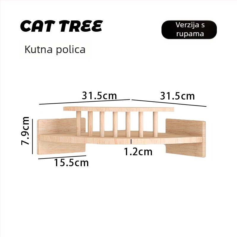 Zidni DIY okvir za penjanje mačaka s integriranim ležajem i područjem skakanja.