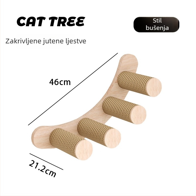 Zidni DIY okvir za penjanje mačaka s integriranim ležajem i područjem skakanja.