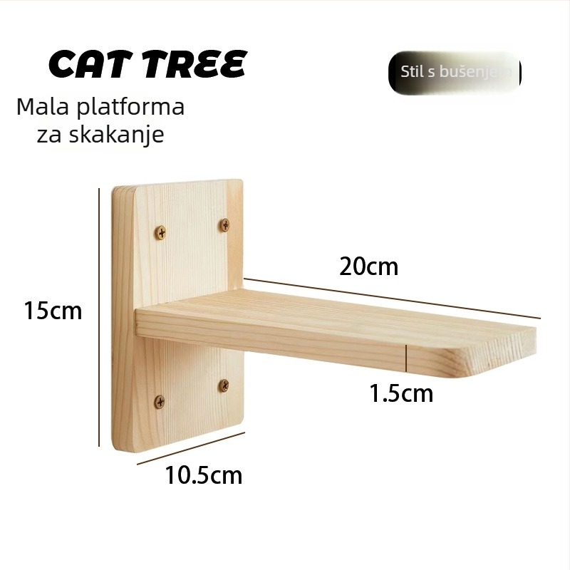 Zidni DIY okvir za penjanje mačaka s integriranim ležajem i područjem skakanja.