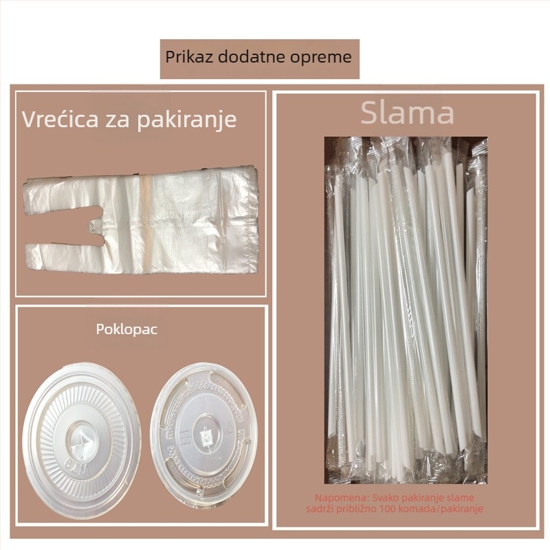 Jednokratna papirnata čaša za sojino mlijeko, s poklopcem i slamkom, zapremina 245–330 ml, 9 oz / 12 oz