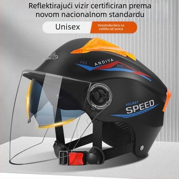Kaciga za električni bicikl, unisex, lagana, ljetna zaštita od sunca, polu-helmet s dvostrukim vizirima