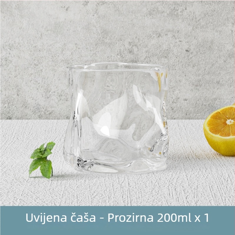 Nepravilan oblik čaše od toplinski otpornog stakla, bez drške, za pića: pivo, viski i vino