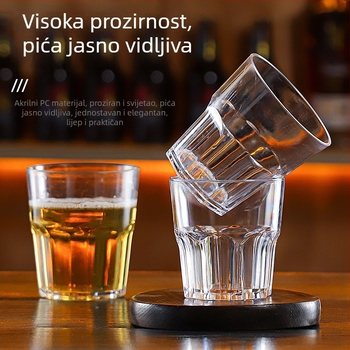 Čaša za pivo od akrilnog i PC-a, osmerokutna, otporna na padove, plastična čaša za piće