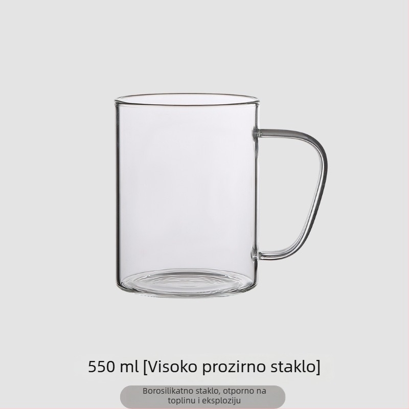 Staklena šalica za čaj za ured s razdvajanjem čaja i vode, set od 3 komada, drvena podloga, za čaj od cvijeta