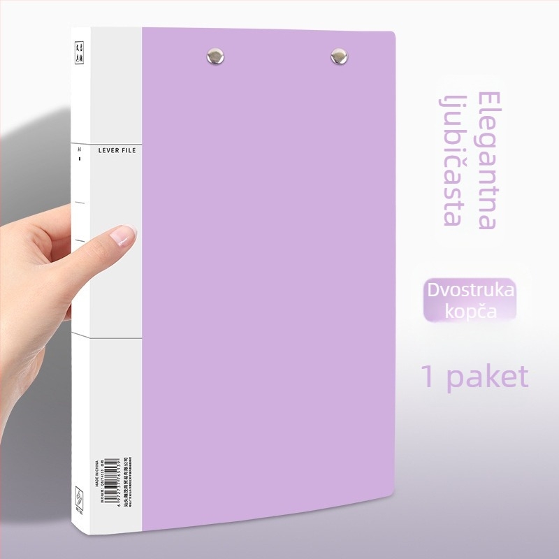 Plastični pretinac za dokumente A4 s dugim klipom i dvostrukim klipom, za studente, organizacija dokumenata, formati A4/A3.