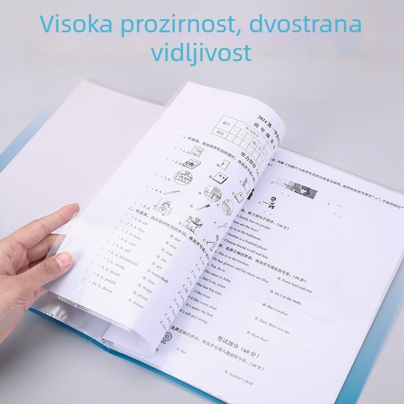 A4 mapa s prozirnim umetkom, gradijentni dizajn, 30–40 stranica, organiziranje ispita