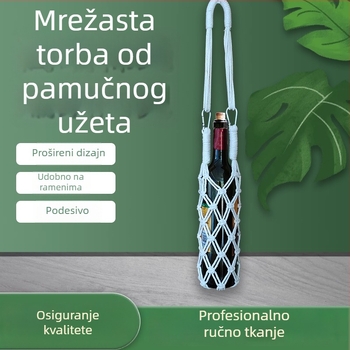 Ručna pletena torbica za vino od pamuka, mrežasta torba, zaštita za čašu, poklon torba