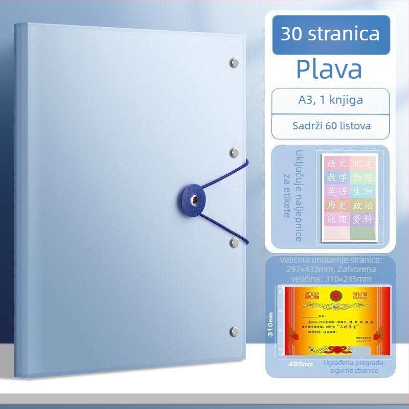 A3 plastični organizator za certifikate, fotografije i dokumente, 30 stranica