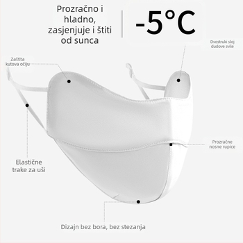 Tangge Maska za lice od svile, 19 mm, dišuća, dvostruka zaštita od sunca, 100% svila mulberry
