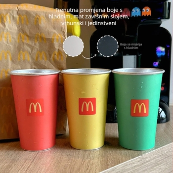 Šalica od aluminija koja mijenja boju, 450 ml, vanjska prijenosna šalica za putovanja