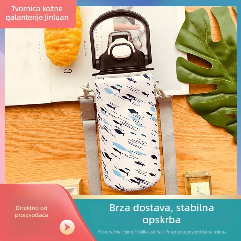 Slatka izolirana plastična čaša, 1300 ml, futrola za čašu s remenom preko ramena, univerzalni dizajn, 1700 ml čaša sa širokim tijelom, zaštitna futrola za vanjsku upotrebu
