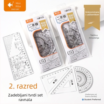 Četverodijelni skup prozirnih ravnala za crtanje za učenike od 1. do 9. razreda, višefunkcionalna ravnala s referencama matematičkih formula