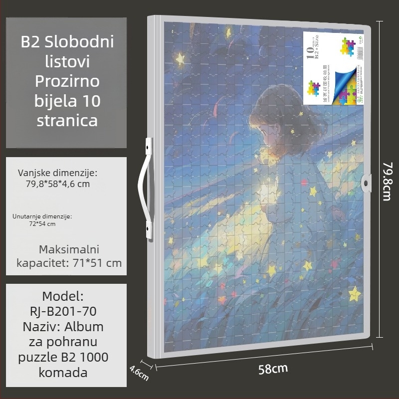 Album za pohranu slagalica s izmjenjivim stranicama, kapaciteta 1000 dijelova, veličine 75×50 i 70×50, format B2+.