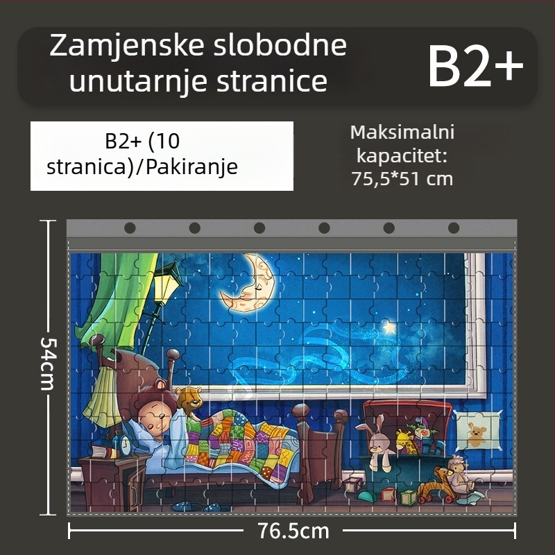 Album za pohranu slagalica s izmjenjivim stranicama, kapaciteta 1000 dijelova, veličine 75×50 i 70×50, format B2+.