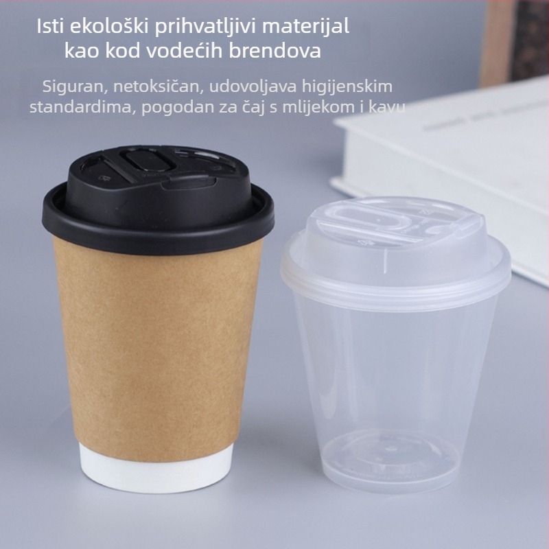 Jednokratni poklopac za šalice, promjera 90/80 mm; univerzalni poklopac za kavu i mliječni čaj; pogodan za dostavu; prehrambena kvaliteta; izrađeno injekcijskim oblikovanjem