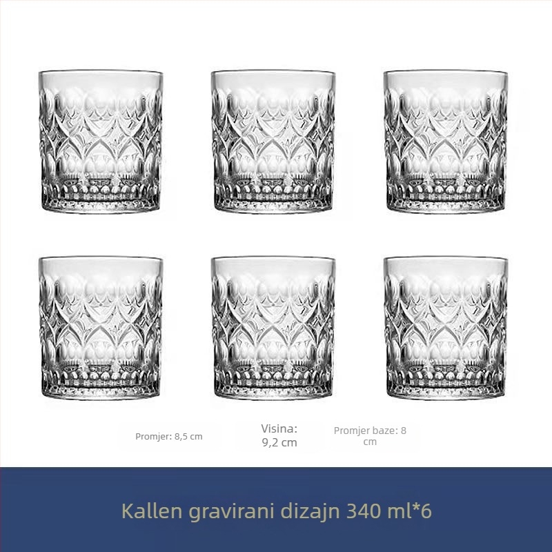Set čaša za viski, pivo, čaj i vodu – europski stil, bez olova, debelo staklo
