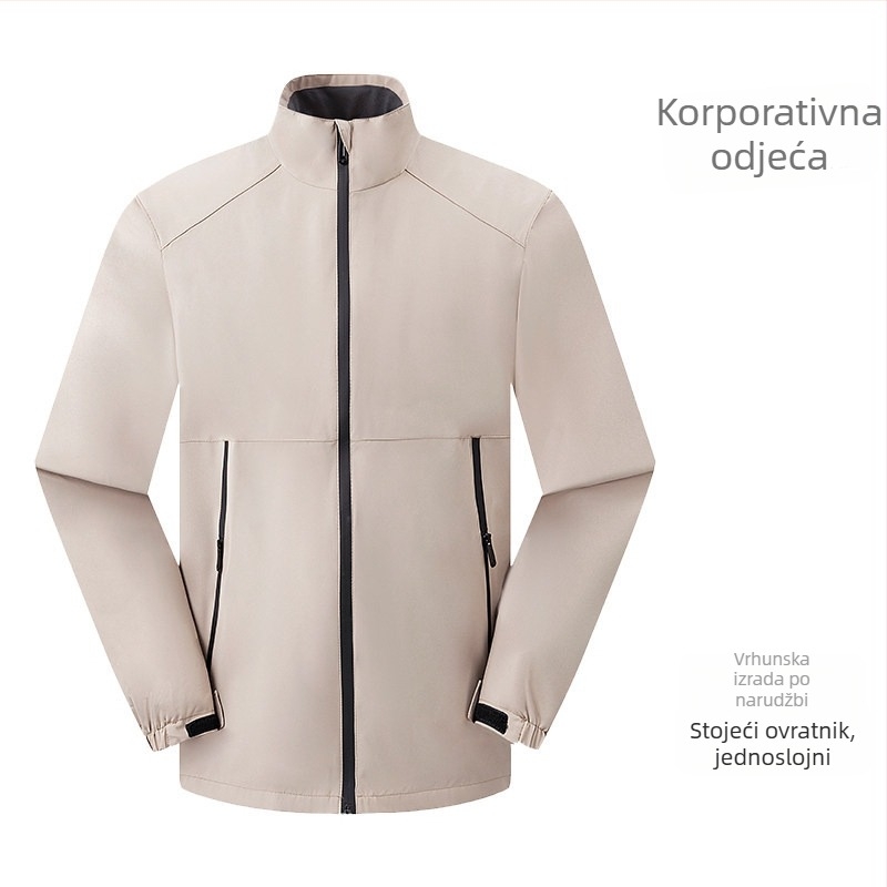 Muška antistatička radna jakna s stojećim ovratnikom, logotipom – proljeće i jesen