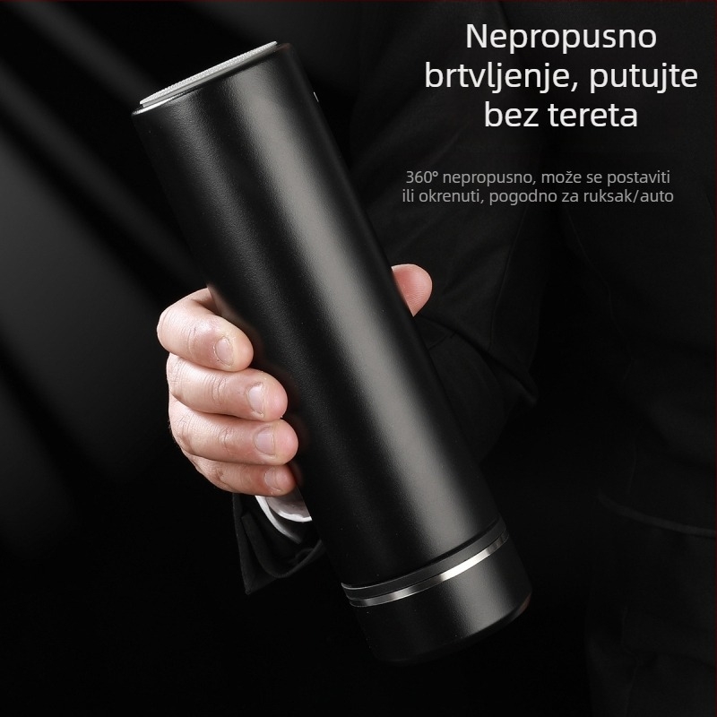 Termos šalice od 316L nehrđajućeg čelika s inteligentnim prikazom temperature, dvostruka vakuumska stijena, odjeljak za čaj, minimalistički dizajn – idealan poslovni poklon
