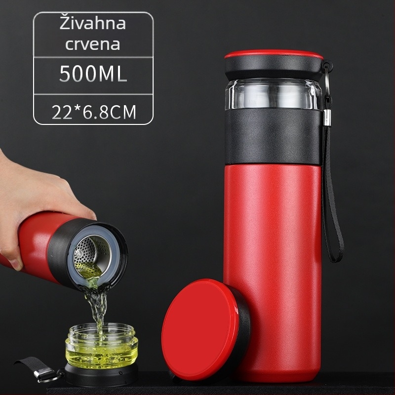 Termos šalice s odjeljivanjem čaja i vode, velika kapaciteta, uredska uporaba, graviranje po narudžbi, poklon
