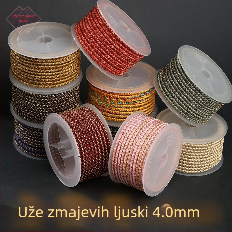 Dragon Knot 2025 Novi Dragon Scale pleteni konac za narukvicu, ručno pleten, 4.0 mm zlatne boje, višebojni nakit konac
