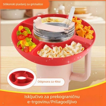 Stanley silikonski tanjur za grickalice s izoliranim poklopcem bočice, pogodan za 40 oz čaše