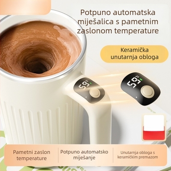 Automatska šalica-termos s keramičkim premazom unutarnjeg spremnika, 350 ml, 316 nehrđajućeg čelika, prikaz temperature, dvostepena regulacija, šalica za kavu u uredu