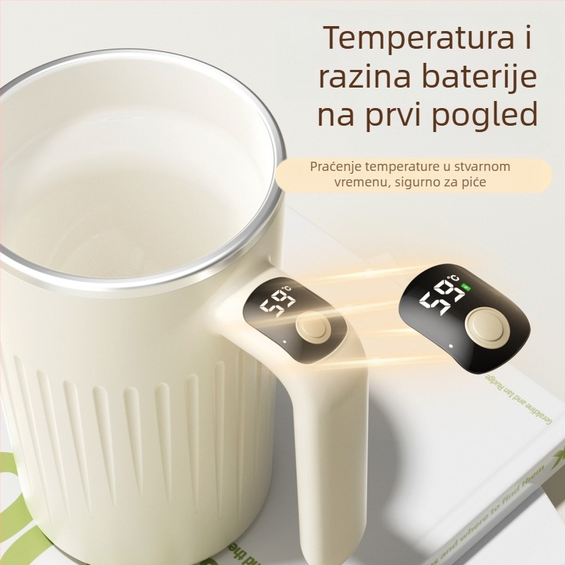 Automatska šalica-termos s keramičkim premazom unutarnjeg spremnika, 350 ml, 316 nehrđajućeg čelika, prikaz temperature, dvostepena regulacija, šalica za kavu u uredu