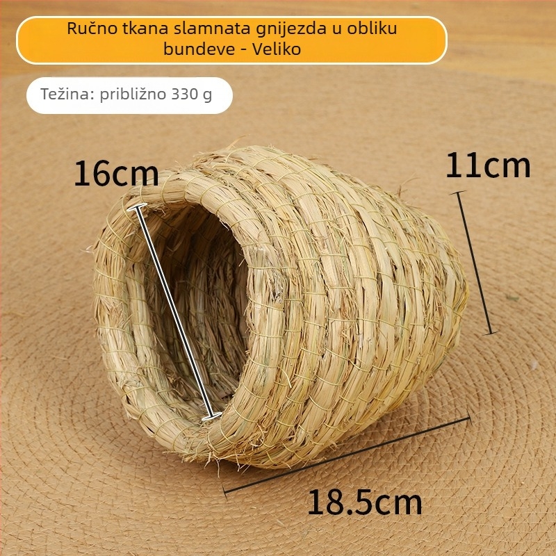 Ručno pleteni travnato gnijezdo - mini kućica od ratana za ptice, imitacija ratana gnijezdo za papiga, viseće gnijezdo za sve sezone
