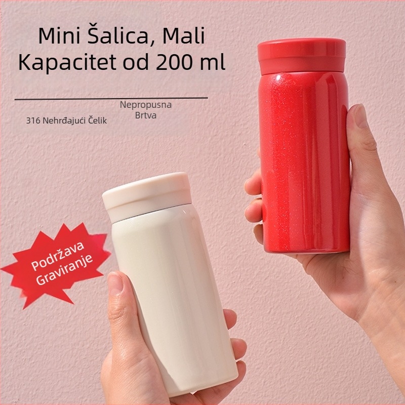 Kompaktna čelična izolirana šalica – prijenosni mini termos za muškarce, žene i djecu