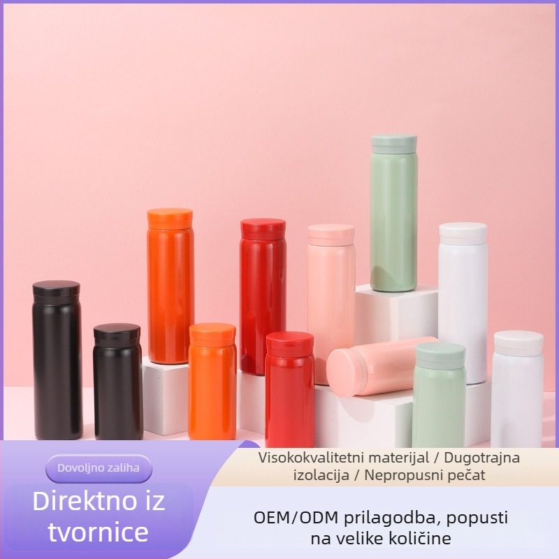 Nova izolirana čaša od nehrđajućeg čelika 316 iznutra / 201 izvana, prijenosna mini ravna čaša za studente
