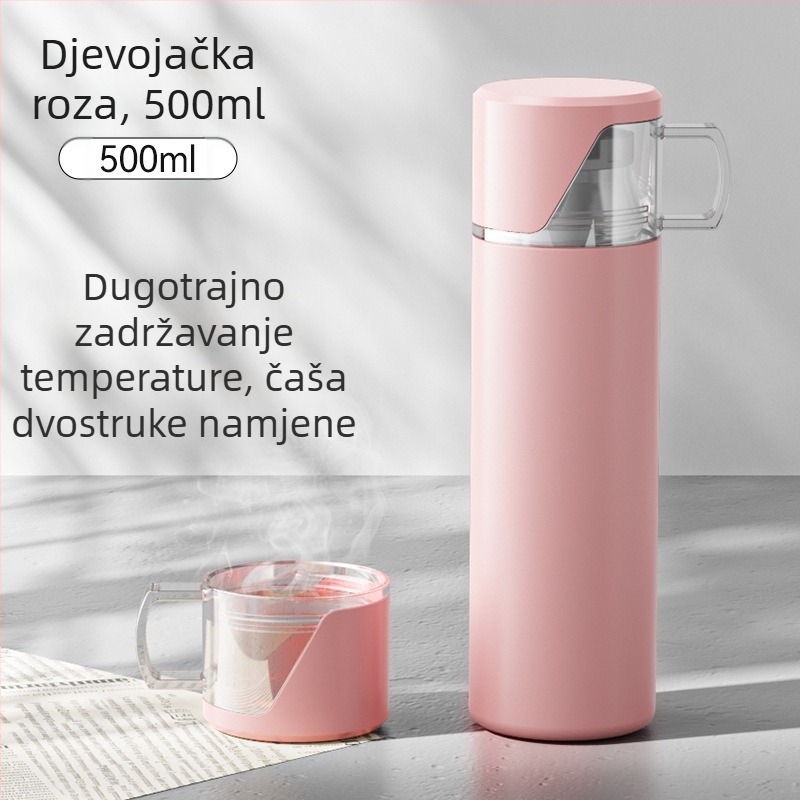 Termos čaša od nehrđajućeg čelika 304, velika kapaciteta, ravno tijelo, prijenosna za ured i dom, pogodno za vanjsku upotrebu