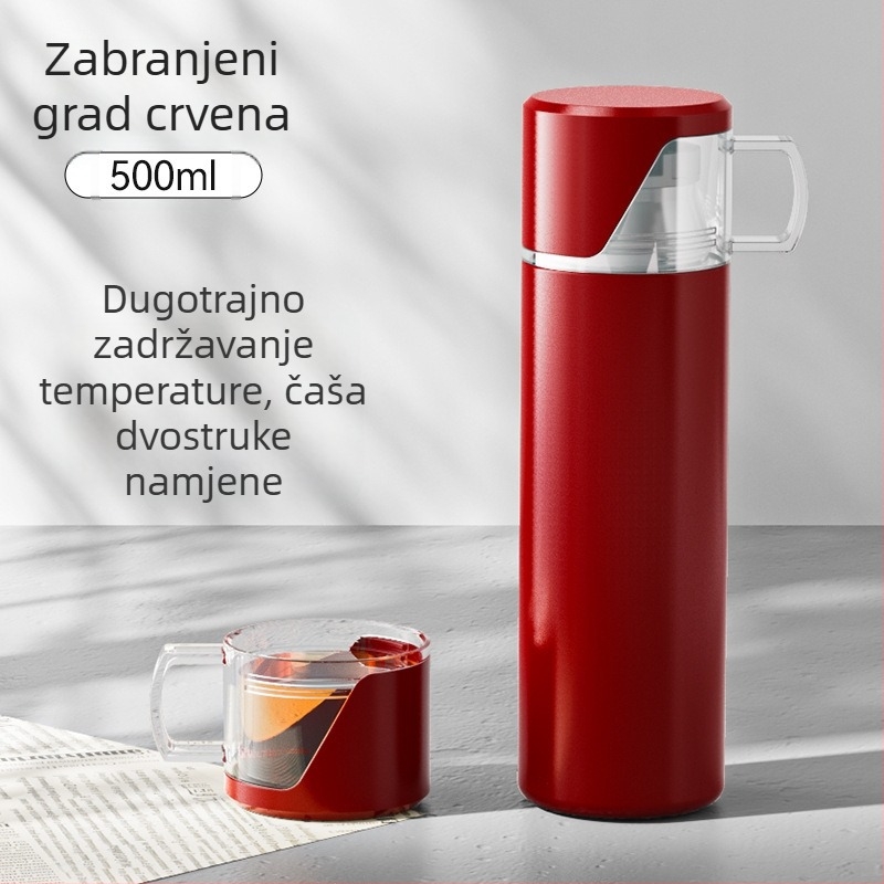 Termos čaša od nehrđajućeg čelika 304, velika kapaciteta, ravno tijelo, prijenosna za ured i dom, pogodno za vanjsku upotrebu