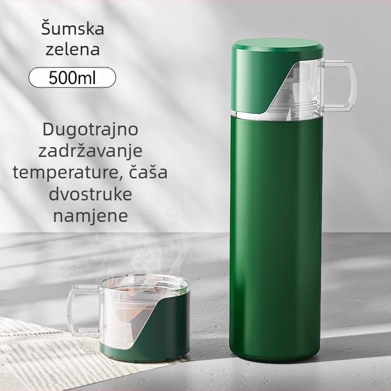 Termos čaša od nehrđajućeg čelika 304, velika kapaciteta, ravno tijelo, prijenosna za ured i dom, pogodno za vanjsku upotrebu