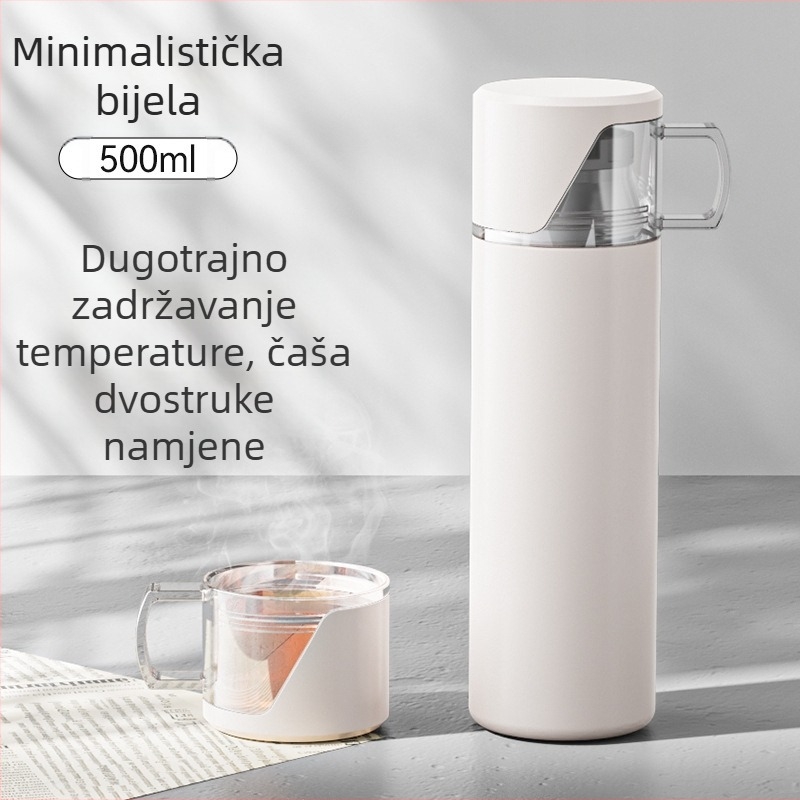 Termos čaša od nehrđajućeg čelika 304, velika kapaciteta, ravno tijelo, prijenosna za ured i dom, pogodno za vanjsku upotrebu